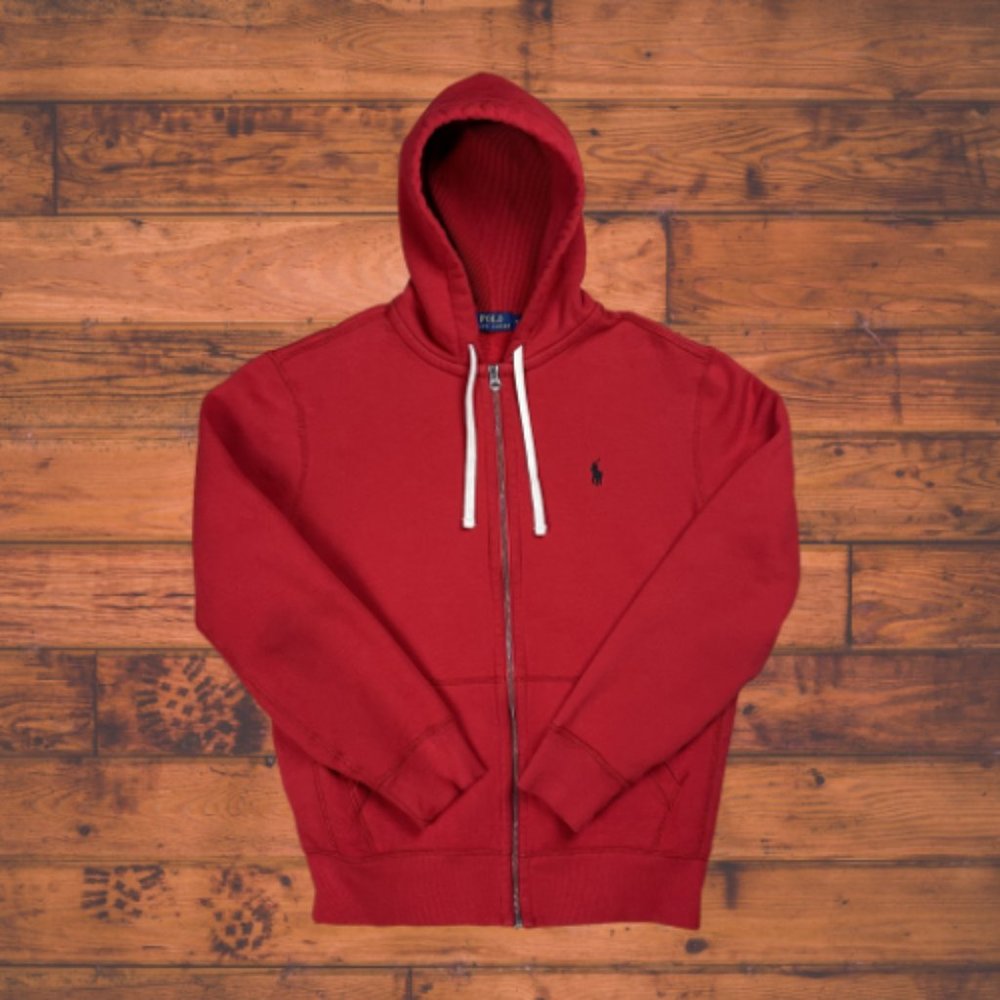 Red Men's Ralph Lauren Polo Fleece Full-Zip Hoodie